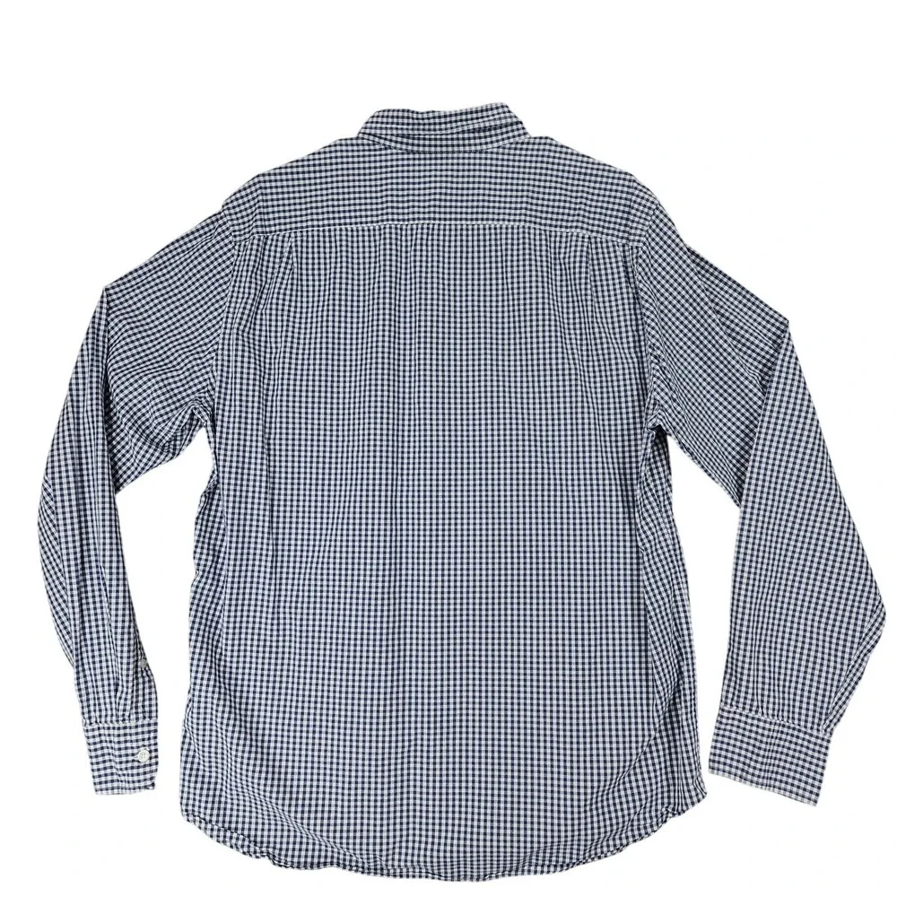 J Crew Men XLT Button Down Shirt Flex Oxford Blue‎ White Plaid 46x30 Long Sleeve